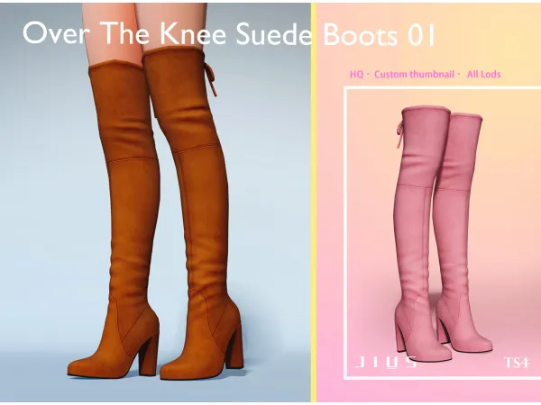 Alpha Download Over The Knee Suede Boots 01 sims by Jius - The Sims 4 Custom Content