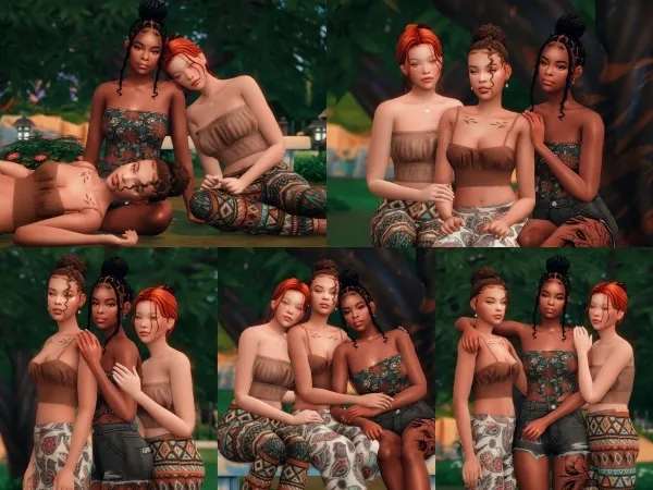 Maxis Match Trio Pose Pack - The Sims 4 Custom Content