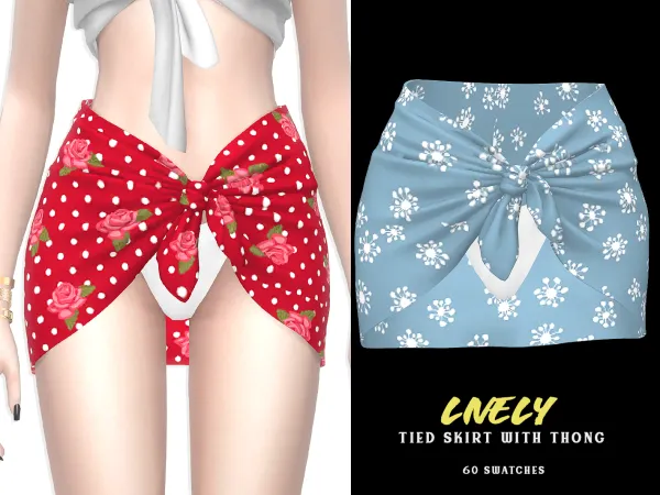 Alpha Lively Tied Skirt with Thong - The Sims 4 Custom Content