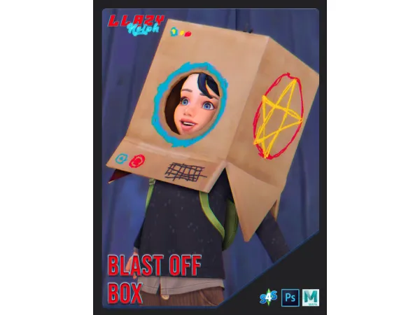 Maxis Match Blast Off Box (Kids Homemade Helmet) by llazyneiph - The Sims 4 Custom Content