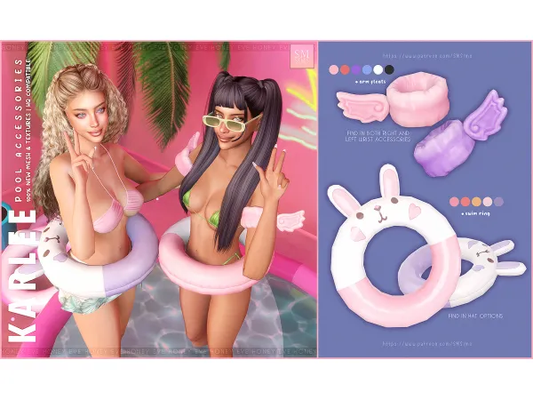 Alpha HONEY Karlee Pool Accessories by SM Sims - The Sims 4 Custom Content