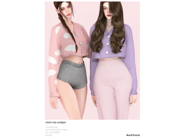 Alpha Cloud Crop Cardigan by BackTrack - The Sims 4 Custom Content