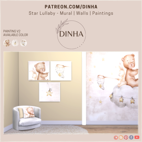 Maxis Match Star Lullaby Paintings V2 by dinhagamer - The Sims 4 Custom Content