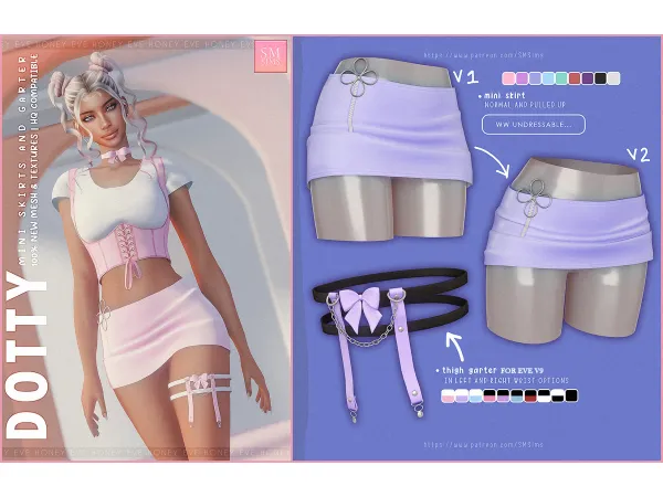 SUGAR | Dotty Mini Skirt & Garter by SM Sims
