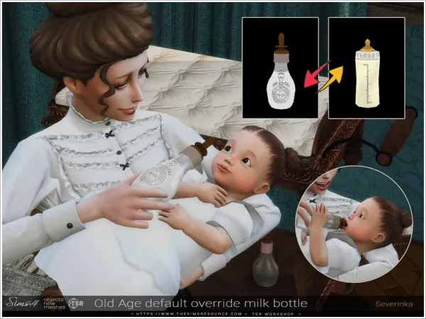 Maxis Match Old Age default override milk bottle - The Sims 4 Custom Content
