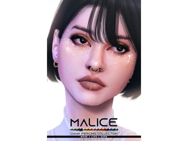 Mix MALICE Chain Piercing Collection by Pralinesims - The Sims 4 Custom Content