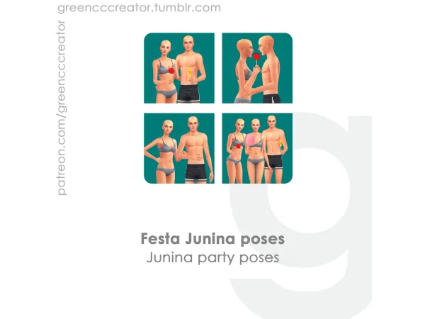 Maxis Match Festa Junina poses [green] by greencccreator - The Sims 4 Custom Content
