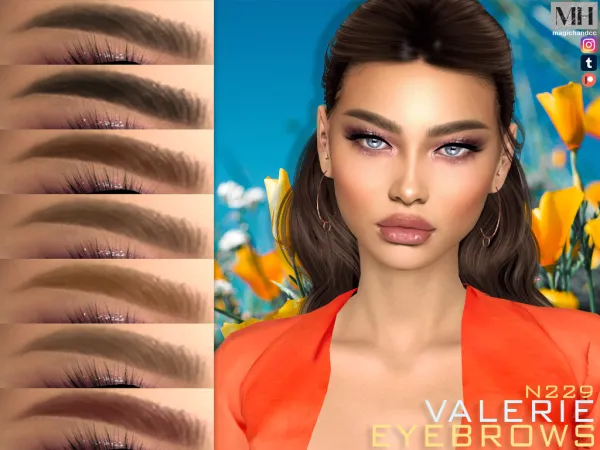 Alpha Valerie Eyebrows N229 by magichandcc - The Sims 4 Custom Content