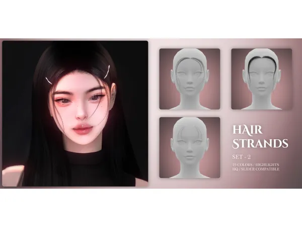 Alpha Hair Strands Set 2 by Chih - The Sims 4 Custom Content