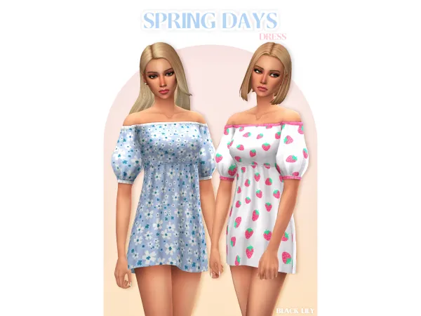 Maxis Match Spring Days Dress by Black Lily - The Sims 4 Custom Content