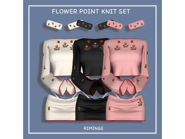 Alpha [RIMINGS] Flower Point Knit Set - The Sims 4 Custom Content