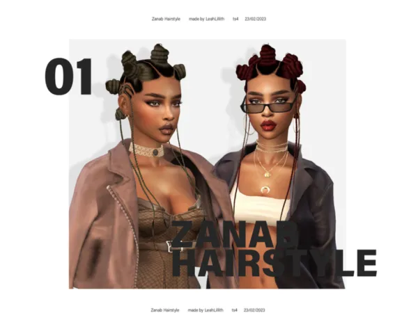 Alpha Zanab Hairstyle by LeahLilith - The Sims 4 Custom Content