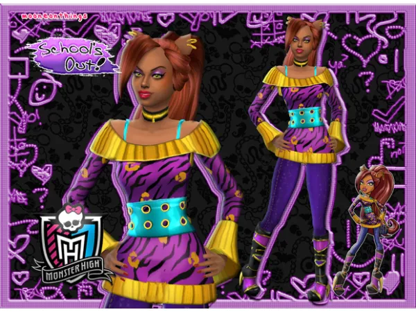 Maxis Match MH School's Out Clawdeen Wolf by mooneonature - The Sims 4 Custom Content