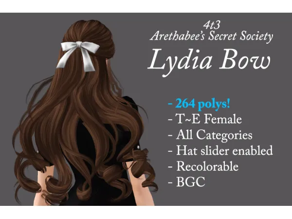 rethabees Secret Society Lydia Bow - The Sims 3 Custom Content