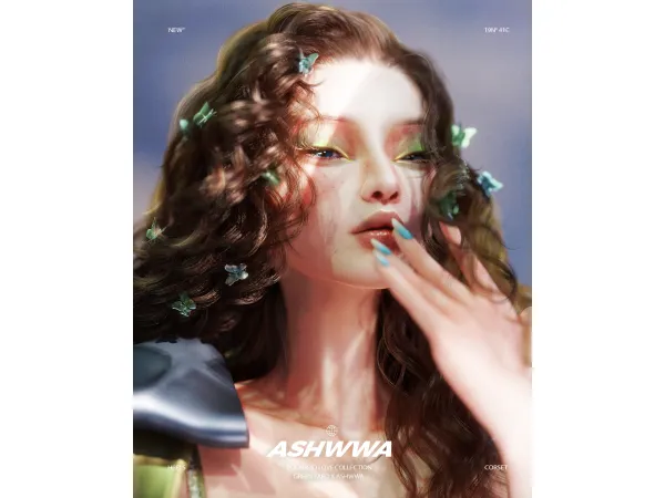 Alpha Polaroid Love collection01_Jade hairpins by ASHwwa - The Sims 4 Custom Content