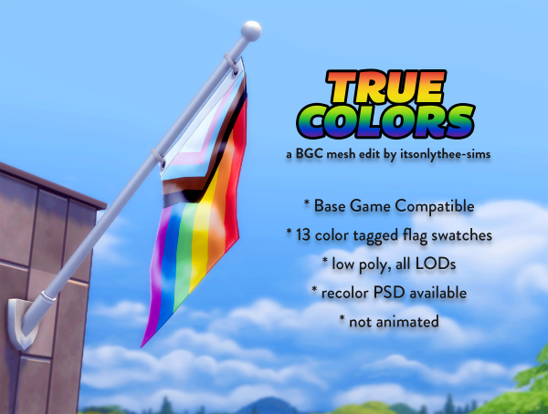 Alpha True Colors BGC Deco Flagpole by simsfinds - The Sims 4 Custom Content