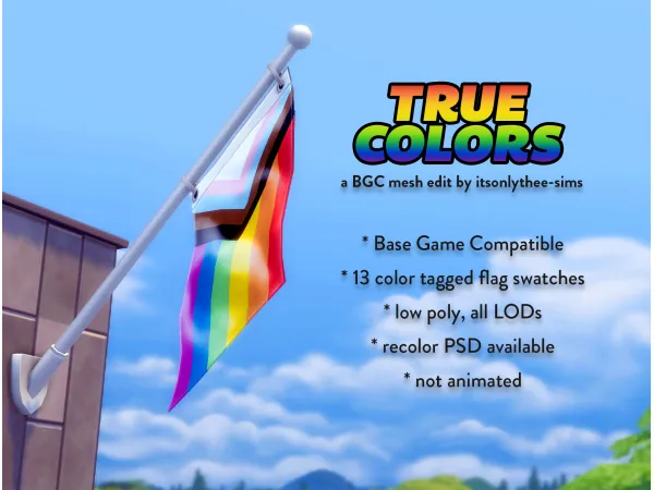 Alpha True Colors BGC Deco Flagpole by itsonlythee - The Sims 4 Custom Content