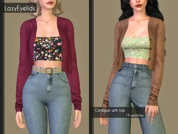 Alpha Cardigan with top - The Sims 4 Custom Content