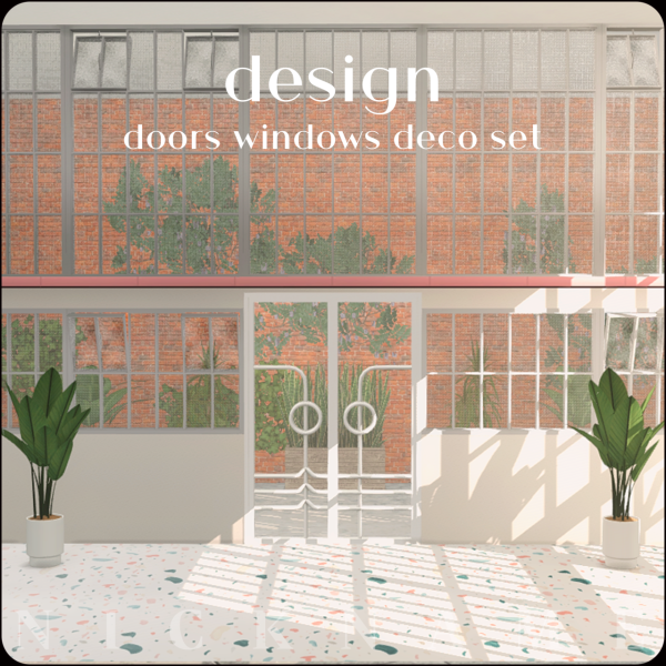 Alpha design door windows deco set by simsfinds - The Sims 4 Custom Content