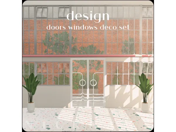 Alpha design door windows deco set - The Sims 4 Custom Content