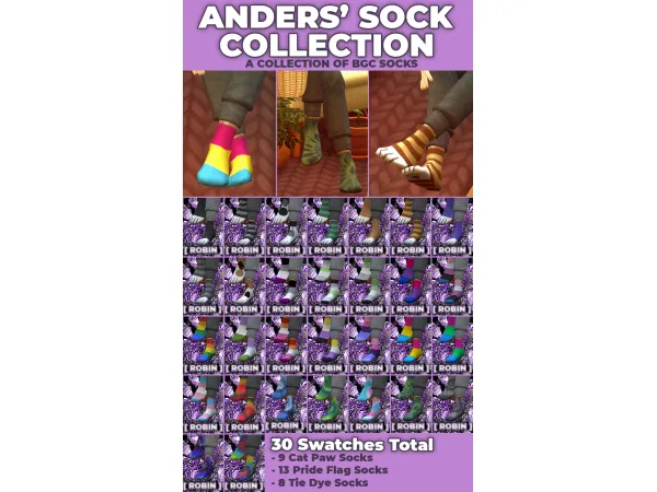 Maxis Match Anders Sock Collection P1 by Robin - The Sims 4 Custom Content
