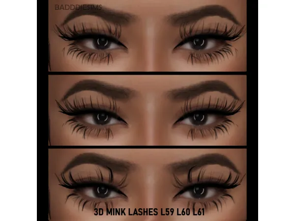 Alpha 3D MINK LASHES L59 L60 L61 by BADDDIESIMS - The Sims 4 Custom Content