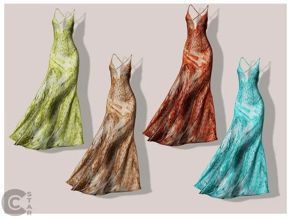 Alpha Flowing Cheetah Printed Dress cool_content_star - The Sims 4 Custom Content