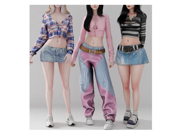 Alpha Cow girl set Babyetears - The Sims 4 Custom Content