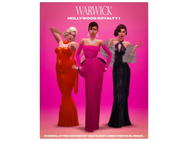 Maxis Match HOLLYWOOD ROYALTY GENTLEMEN PREFER BLONDES by WARWICK - The Sims 4 Custom Content