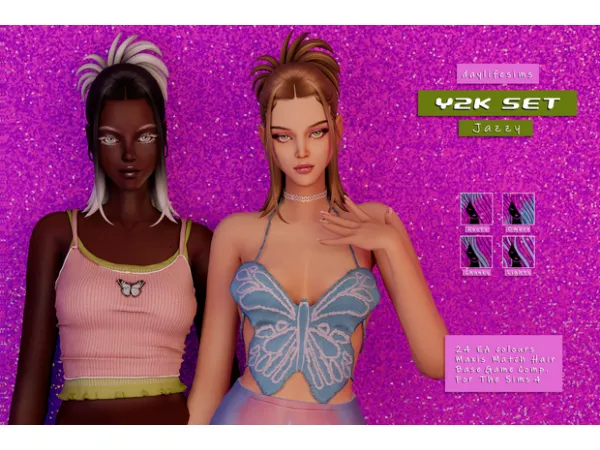 Maxis Match Y2K HAIR SET Jazzy by daylifesims - The Sims 4 Custom Content