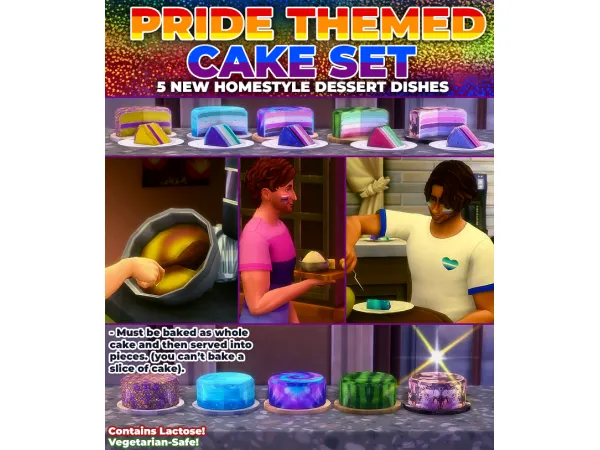 Maxis Match Pride Cakes 2023 5 New Custom Recipes by RobinKLocksley - The Sims 4 Custom Content