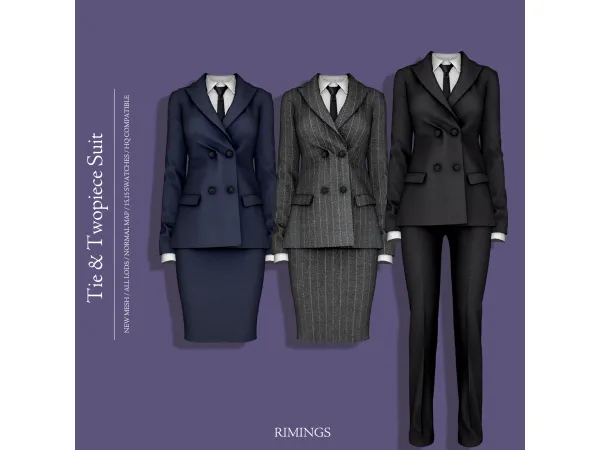 Alpha Tie Twopiece Suit by RIMINGS - The Sims 4 Custom Content