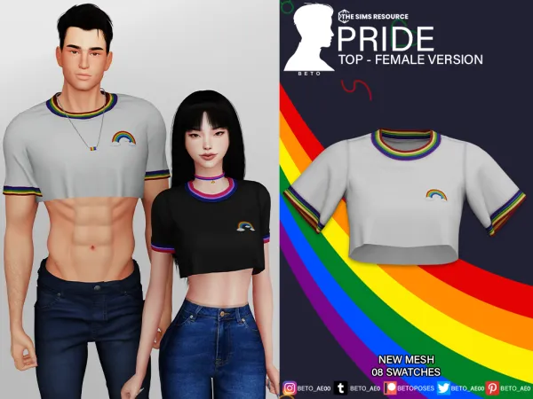 Alpha Pride Top - The Sims 4 Custom Content