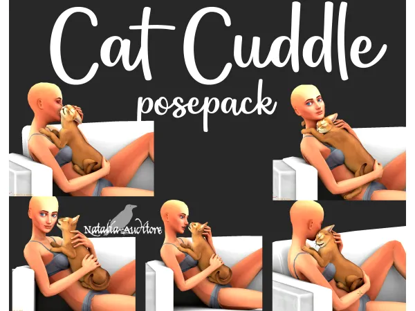 Mix Cat cuddle posepack Auditore by Natalia - The Sims 4 Custom Content
