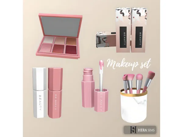 Mix Pink makeup set - The Sims 4 Custom Content