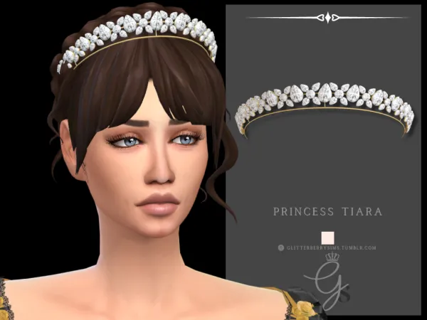 Alpha Princess tiara by Glitterberry Sims - The Sims 4 Custom Content