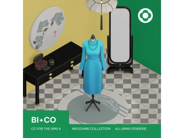 Maxis Match Indochine Collection Alluring Penderie Set by BICO - The Sims 4 Custom Content