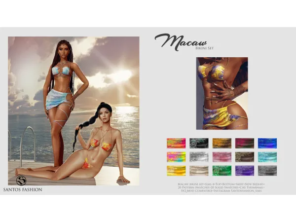 Alpha Macaw Bikini Set - The Sims 4 Custom Content