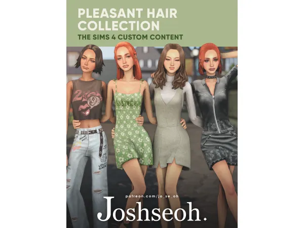 Maxis Match Pleasant Hair Collection (jo_se_oh joshseoh) by Josh - The Sims 4 Custom Content
