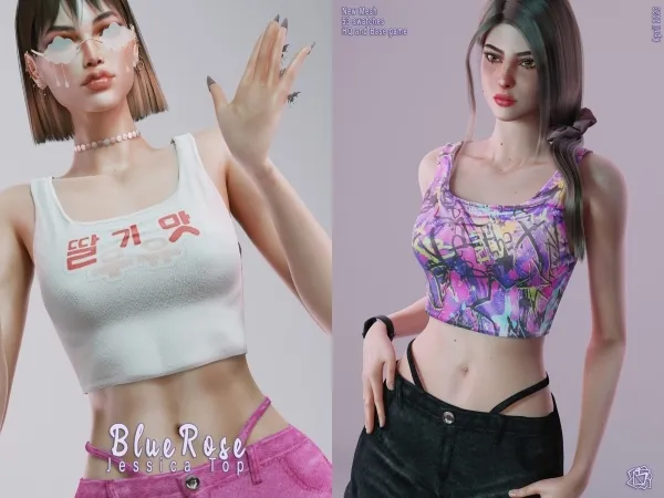 Alpha Jessica Crop Top - The Sims 4 Custom Content