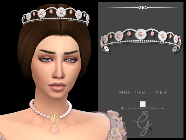 Mix Pink Gem Tiara by Glitterberry Sims - The Sims 4 Custom Content