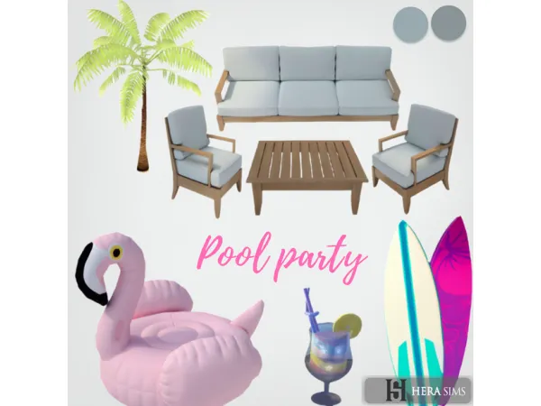 Alpha Pool party stuff - The Sims 4 Custom Content