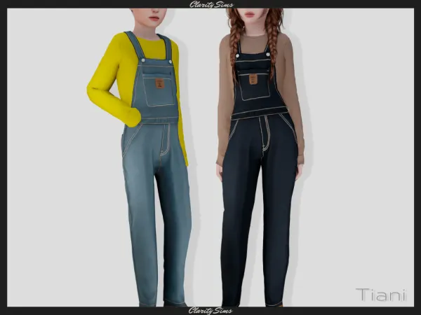 Alpha Tiani Denim Overalls Child by clarity-sims - The Sims 4 Custom Content