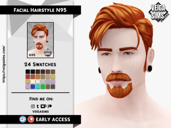 Maxis Match Facial Hair Style N95 by veigasims - The Sims 4 Custom Content