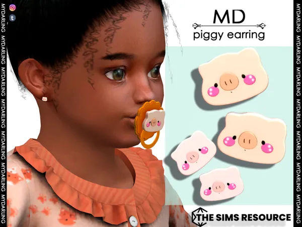 Alpha PIGGY EARRING - The Sims 4 Custom Content
