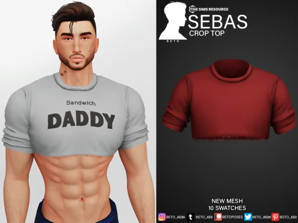 Alpha Sebas (Crop top) - The Sims 4 Custom Content