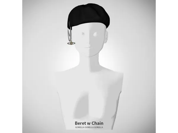 Alpha Beret w Chain by Gorilla Gorilla Gorilla - The Sims 4 Custom Content