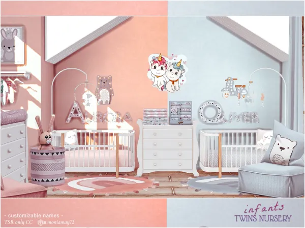 Alpha Infant Twins Nursery by moniamay72 - The Sims 4 Custom Content