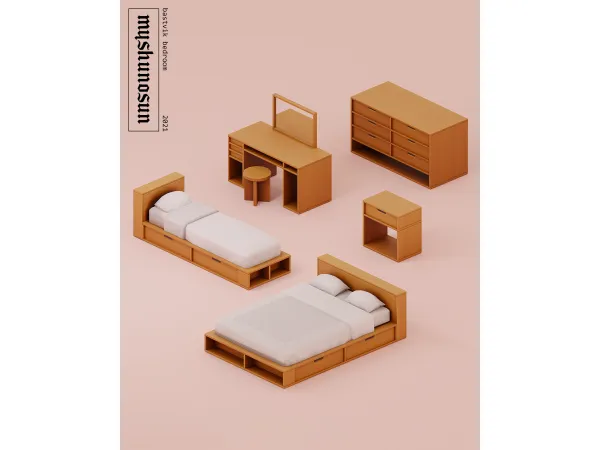 Maxis Match Bastvik bedroom 6 items for a 6k special by myshunosun - The Sims 4 Custom Content