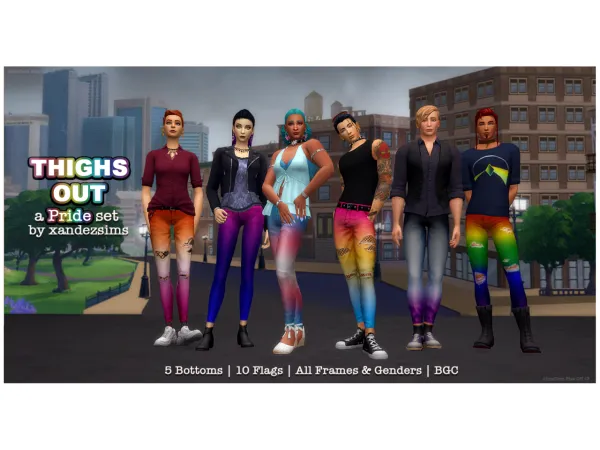 Maxis Match [Thighs Out Ombre Pride Bottoms Pride 2023] - The Sims 4 Custom Content